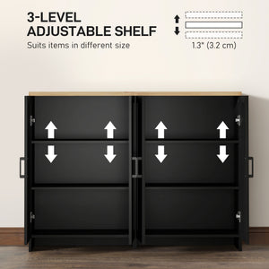Modern Sideboard Buffet Cabinet, Modern Kitchen Storage Cabinet with 3 Doors Adjustable Shelves – view 18