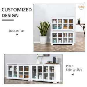 Modern Kitchen Sideboard, Stackable Storage Cabinet, Sliding Glass Door Console – view 19