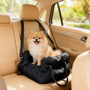 Dog Car Seat for Small Pets, Dog Booster Car Seat with Cushion and Storage Pockets, Machine Washable, Black