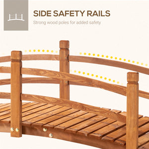 6FT Wooden Garden Bridge Classic Arc Footbridge with Guardrails for Stream Pond Walkway, Orange