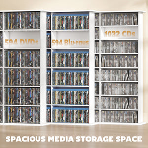 Media Storage Cabinet, 8-Tier DVD Shelf with 18 Adjustable Shelves, Holds 1032 CDs, 594 DVDs or Blu-rays – view 10