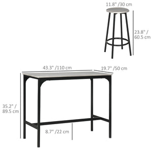 5-Piece Bar Table Set for 4, Industrial Counter Height Bar Table and Chairs for Kitchen, Dining Room, Grey – view 2