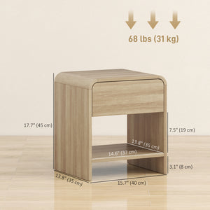 Nightstand Set of 2, Modern Bedside Table with Rounded Corners, Nightstand with Drawer and Open Shelf – view 2
