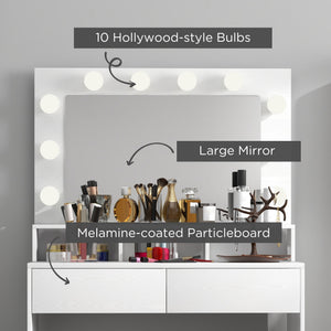 Vanity Table, Makeup Dressing Table with LED Lighting Mirror, Drawers, for Bedroom, Black – view 12