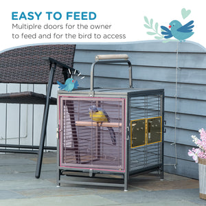 Bird Travel Carrier Cage, Portable Metal Bird Cage for Parrots Conures Cockatiel Parakeets with Stand – view 11