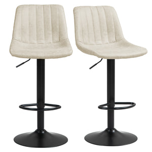Adjustable Bar Stools Set of 2, Leathaire Swivel Barstools with Back and Footrest