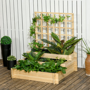 Wooden Elevated Planter Box with Trellis for Climbing Plants, 3 Tier Raised Garden Bed for Garden, Outdoor – view 21