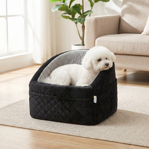 Dog Car Seat, Dog Booster Car Seat Washable with Adjustable Safety Leash, Storage Pockets for Small Under 10kg, Grey