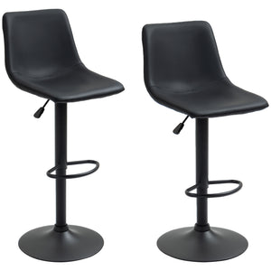 Adjustable Counter Height Bar Stools Set of 2, 360° Swivel Kitchen Counter Stools Dining Chairs with Backs, Vintage Leather, Brown