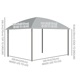 10' x 10' Outdoor Hardtop Gazebo Canopy with UV60+ Polycarbonate Roof, Steel Frame, Central Hook, Curtains – view 9