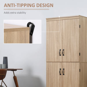 70" 4-Door Storage Cabinet, Freestanding Pantry Cabinet with Adjustable Shelves for Living Room, Natural – view 5