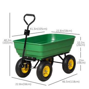 Garden Dump Cart Heavy Duty 440lbs Wagon with Steel Frame and 10'' Pneumatic Tires, Green – view 9