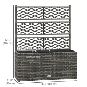 Wicker Raised Garden Bed with Trellis, 42" Tall Outdoor Planter Box, Mixed Grey
