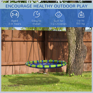 40 Inch Saucer Tree Swing Set for Kids with Adjustable Hanging Ropes, Steel Frame for Kids, 330lbs Capacity, Blue