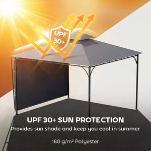 Patio Gazebo with Double Roof Outdoor Gazebo Canopy with Extendable Shade 10.5′ x 10.5′ Dark Grey