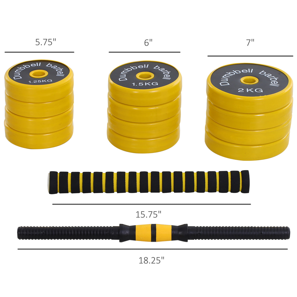 Soozier Dumbbell & Barbell Adjustable Set 44lbs Plate Bar Clamp Rod for Strength Training, Full Body Workout, Muscle Building Men Women Home Gym Sports Area Exercise Ergonomic