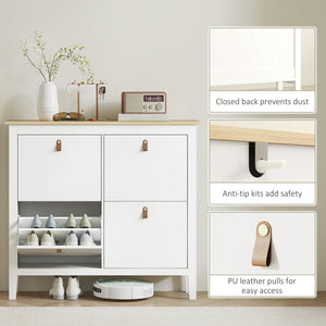 Narrow Shoe Cabinet with 2 Flip Drawers, Adjustable Shelves for Entryway, Holds 10-14 Pairs, White – view 20