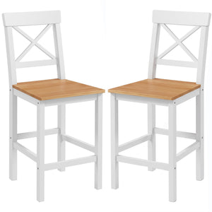 Counter Height Stools Set of 2, Farmhouse Bar Stools with Backs, Solid Wood Counter Stools for Kitchen Island