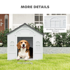 26" Plastic Dog House Outdoor with Air Vents, for Small Medium Dogs, Blue – view 12