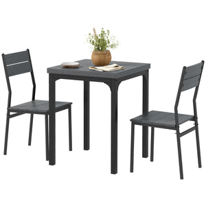 Dining Table Set for 2, 3 Piece Kitchen Table and Chairs with Metal Legs for Small Spaces, Natural Wood