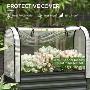 Raised Garden Bed with Cover, Metal Elevated Planter Box with Bottom Shelf and Liner, Black – view 3