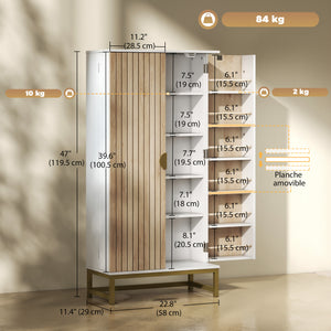 47" Kitchen Pantry Cabinet, Freestanding Kitchen Storage Cabinet with 12 Door Shelves and Adjustable Shelves, White