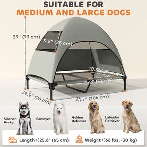 Elevated Dog Bed with Canopy Raised Dog Bed Washable Mesh Steel Frame 41.7" x 29.9" x 39"