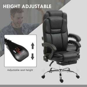 Massage Office Chair, Reclining Executive Office Chair with 6-Point Vibration, Footrest and High Back, Black – view 4