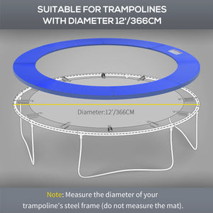 12ft Trampoline Pad, Trampoline Replacement Safety Pad Mat Spring Cover, Water-Resistant, UV-Resistant, Tear-Resistant Edge Protection, No Holes for Pole, Blue