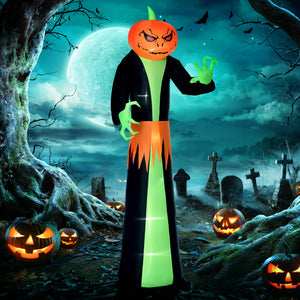 7ft Inflatable Halloween Decoration Pumpkin Reaper, Blow-Up Outdoor LED Yard Display with Lights for Garden, Party, Holiday