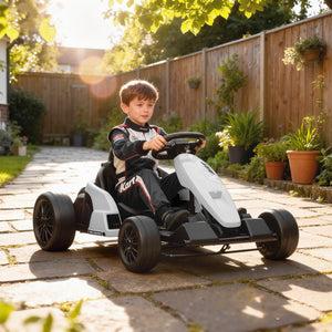 Qaba 24V Electric Go Kart with Dual 150W Motors, Adjustable Seat & 11.2MPH High Speed, Slow Start, 5-Point Harness