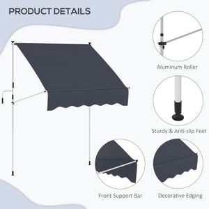 6.6'x5' Manual Retractable Patio Awning Sun Shelter Window Door Deck Canopy, Water Resistant UV Protector – view 6