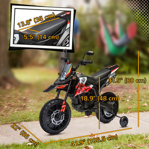 Qaba 12V Aprilia Licenced Kids Electric Motorcycle, Battery-Powered Dirt Bike with Training Wheels for Aged 3-8