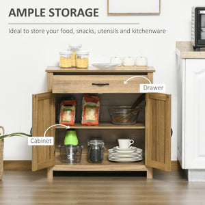 Farmhouse Sideboard Buffet Cabinet, Storage Cabinet with Barn Doors, Distressed Brown