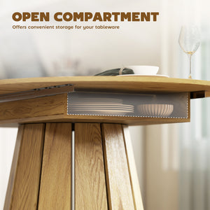 Extendable Dining Table, Round to Oval Convertible Kitchen Table with Storage Shelf for Dining Room, Natural