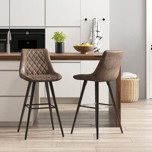 PU Leather Counter Height Bar Chairs Set of 2, 27.75" Bar Stools with Metal Legs for Dining Area – view 14