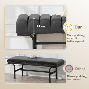 Bedroom Bench PU Leather End of Bed Bench with Cylindrical Seat and Metal Legs for Bedroom Living Room – view 4