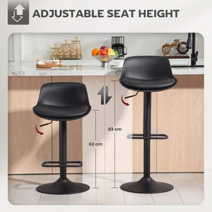 Counter Height Bar Stools Set of 2, Streamlined Bar Chairs with Adjustable Height and Swivel PU Leather – view 3