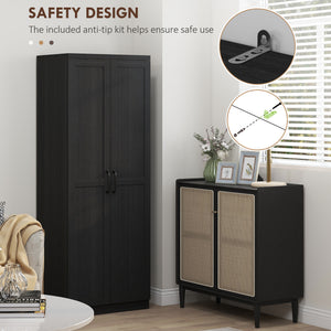 63" Kitchen Storage Cabinet, 5-tier Pantry Cabinet with Doors and Adjustable Shelves for Dining Room, Black – view 5