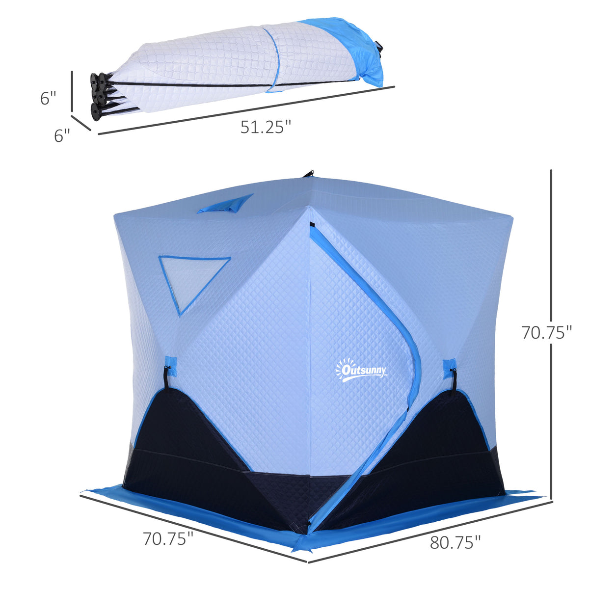 4-Person Pop-up Ice Fishing Tent, Insulated Ice Fishing Shelter with Ventilation Windows, Double Doors and Carry Bag, for Low-Temp -22℉