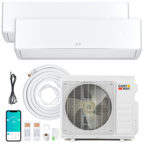 X-Pro 27000 BTU 2 Zone 24 SEER2 Mini Split AC with Heat Pump-18K + 18K