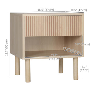 Set of 2 Bedroom Nightstands, Side Table with Storage Shelf and Drawer for Living Room, Bedroom – view 3