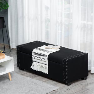 Upholstered Flip Top Storage Bench Fabric Ottoman for Bedroom, Living room, Dark Grey – view 7