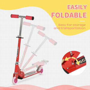 Qaba Snow Scooter, 2 in 1 Design Adjustable Height Scooter Snow Sled for Kids Aged Over 7 Years Old, Foldable Kids Sled Ski Scooter with Wheels Blades