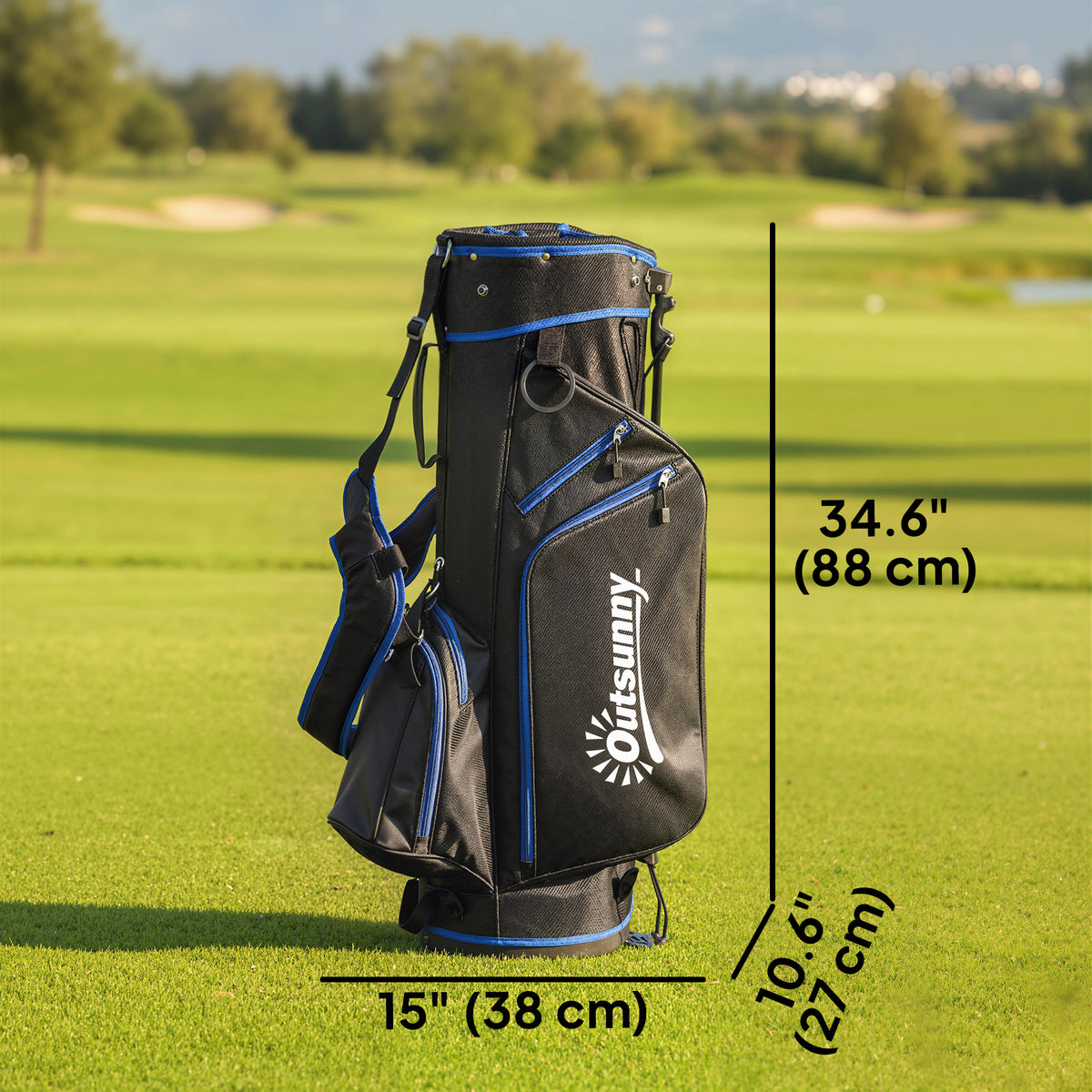 Ultra-Lightweight Golf Stand Bag with 6-Way Dividers and Cooler Pocket, All-Weather Men's Golf Bag, Blue