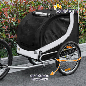 Aosom Dog Bike Trailer, Pet Cart Bicycle, Wagon Cargo Carrier Attachment with Hitch, Reflectors, Flag for Small Medium Dogs, Pet Wheelchair for Travelling, White