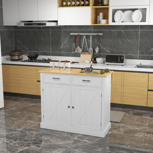 Kitchen Island with Drop Leaf, Rolling Kitchen Cart with 2 Drawers, Adjustable Shelves and Wood Countertop – view 14