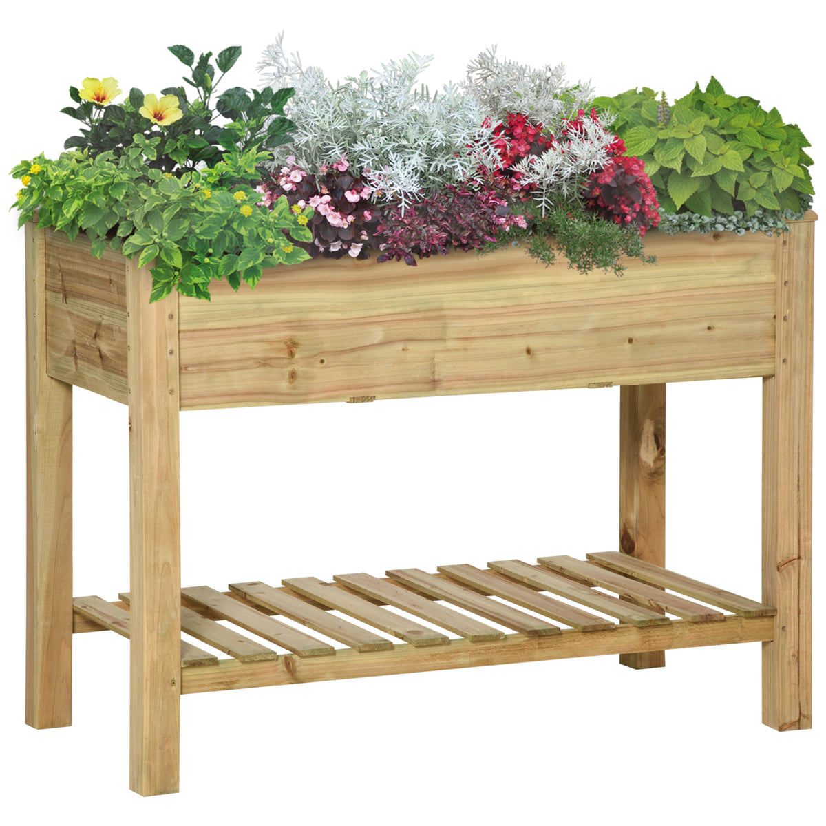 Elevated Planter Box with Legs and Storage Shelf, Raised Garden Bed, Elevated Wooden Planter Box, Green – view 2