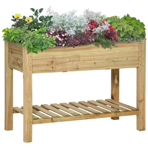 Elevated Planter Box with Legs and Storage Shelf, Raised Garden Bed, Elevated Wooden Planter Box, Green – view 2