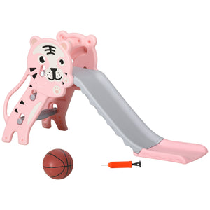 Qaba 3 in 1 Slide for Toddlers, Kids Slide Playset with Basketball Hoop, Climber, for 18-36 Months
